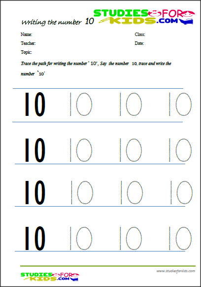 Trace Numbers 1 10 Worksheets Pdf For Kids Studiesforkids